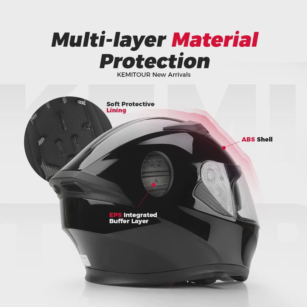 KEMITOUR Integraal Motorhelm ECE Goedgekeurd - Volledig Gelaat - Street & Racing