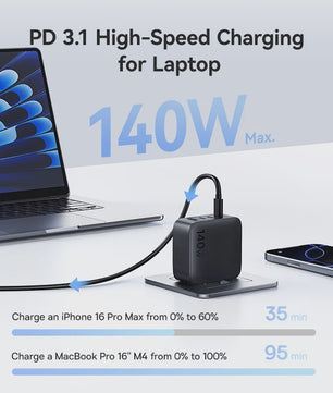 Baseus 140W GaN Snellader - Krachtige PD USB-C Oplader voor Laptop, Tablet & Smartphone