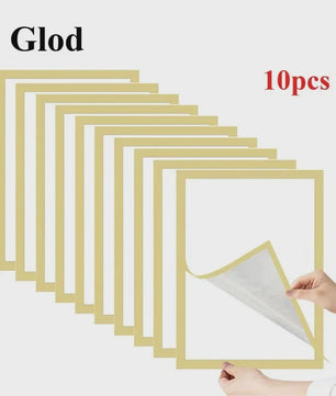 Set van 10 Magnetische Fotolijsten - A4/A6 - Zelfklevend & Herbruikbaar - Goud, Zilver, Zwart