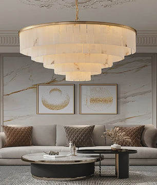 Luxe Marmer LED Kroonluchter Goud/Chroom - Dimbaar