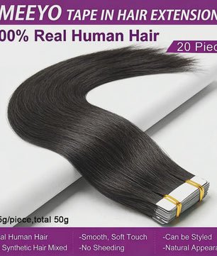Tape-in Haarverlengingen 100% Echt Menselijk Haar - Kleur #2 - Naadloos & Zacht