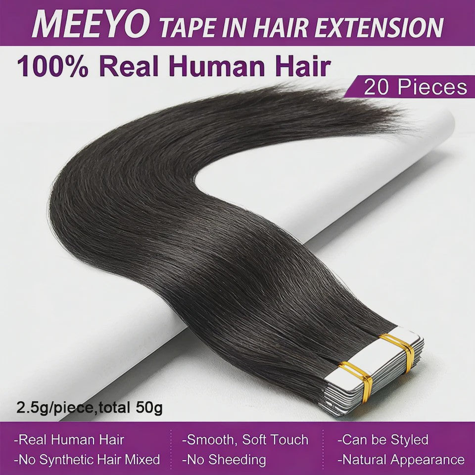Tape-in Haarverlengingen 100% Echt Menselijk Haar - Kleur #2 - Naadloos & Zacht