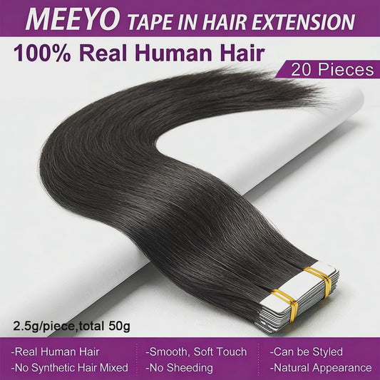 Tape-in Haarverlengingen 100% Echt Menselijk Haar - Kleur #2 - Naadloos & Zacht