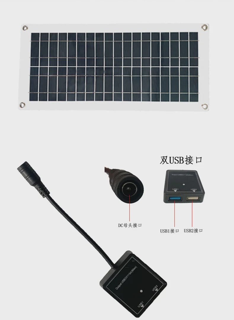 Draagbaar 5W/10W Zonnepaneel met USB Snellader - Ideaal voor Outdoor, Camping & Noodsituaties