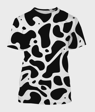3D Print T-shirt met Koeienprint - Unisex Harajuku Stijl Casual Korte Mouw