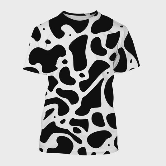 3D Print T-shirt met Koeienprint - Unisex Harajuku Stijl Casual Korte Mouw