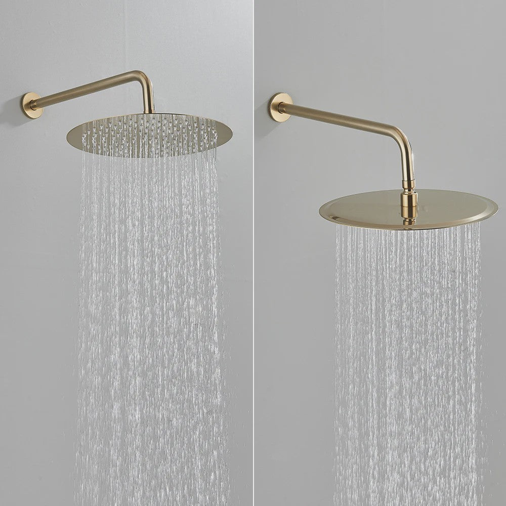 Ingebouwde Douchekraan Geborsteld Goud - Wandmontage met Regendouchekop en Handdouche