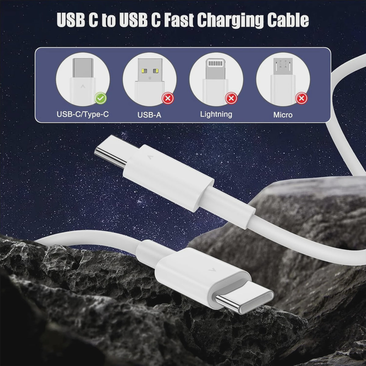 USB-C naar USB-C Kabel 60W Snellader & 480Mbps Data | Universeel Compatibel