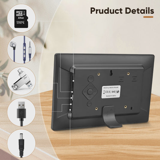 10 Inch Digital Photo Frame Electronic 1920*1080IPS/Music/Video Player/Calendar/Alarm USB Or SD Card With Remote Control