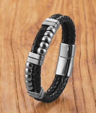 Unieke Roestvrijstalen & Leren Armband - Stijlvol Unisex Sieraad