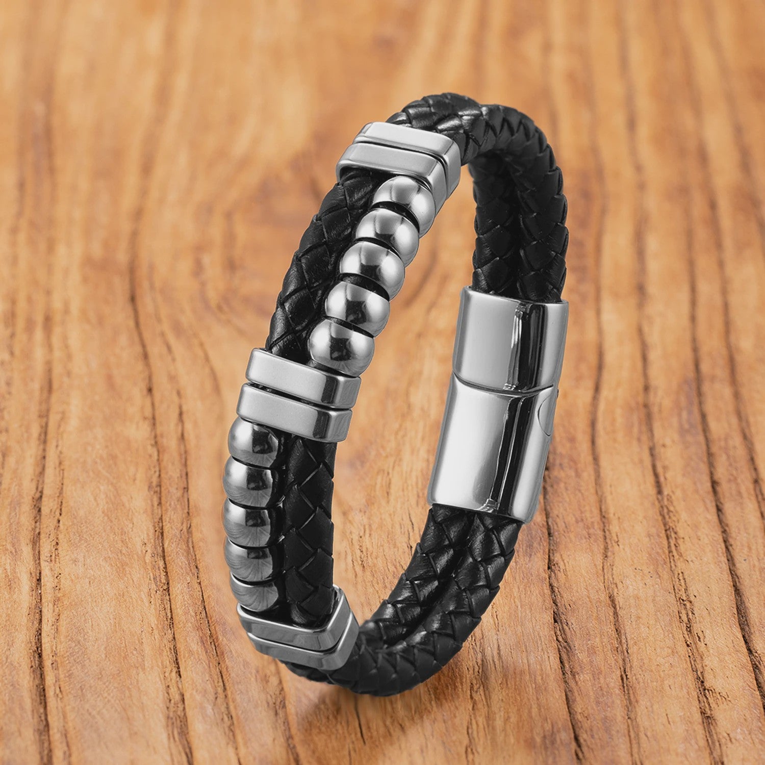 Unieke Roestvrijstalen & Leren Armband - Stijlvol Unisex Sieraad