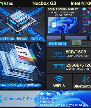 GMKtec G3 Mini PC: Krachtige Desktop met Intel N100, 16GB RAM, 512GB SSD & Windows 11 Pro