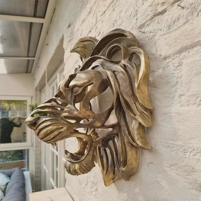3D Leeuwenkop Wanddecoratie - Resin Ambachtelijk Ornament