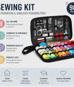 Compacte Naaiset 98 Delen - Multicolor Garen & Reparatieset voor Thuis en Onderweg