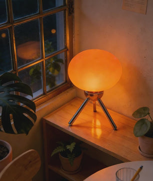 Retro Glazen Mushroom Tafellamp - Nordic Stijl, Sfeervolle Verlichting voor Slaapkamer & Nachtkastje