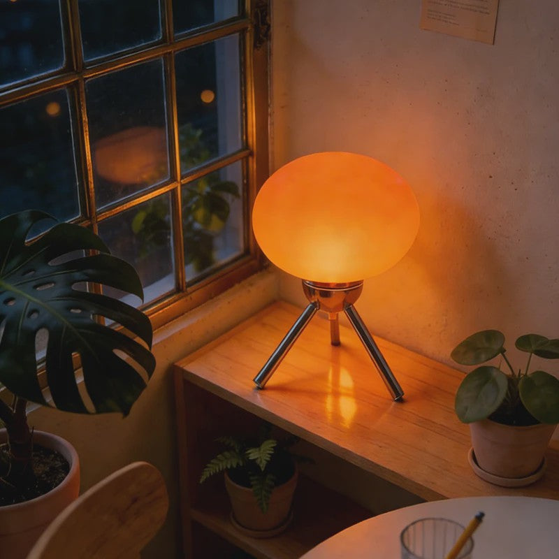 Retro Glazen Mushroom Tafellamp - Nordic Stijl, Sfeervolle Verlichting voor Slaapkamer & Nachtkastje