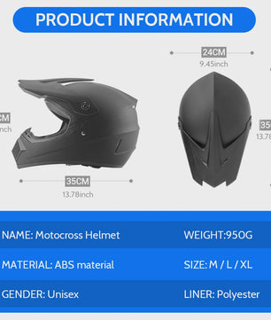 Volledig Gelaats Integraalhelm voor Motocross, ATV & Downhill Fietsen - Inclusief Goggles en Handschoenen