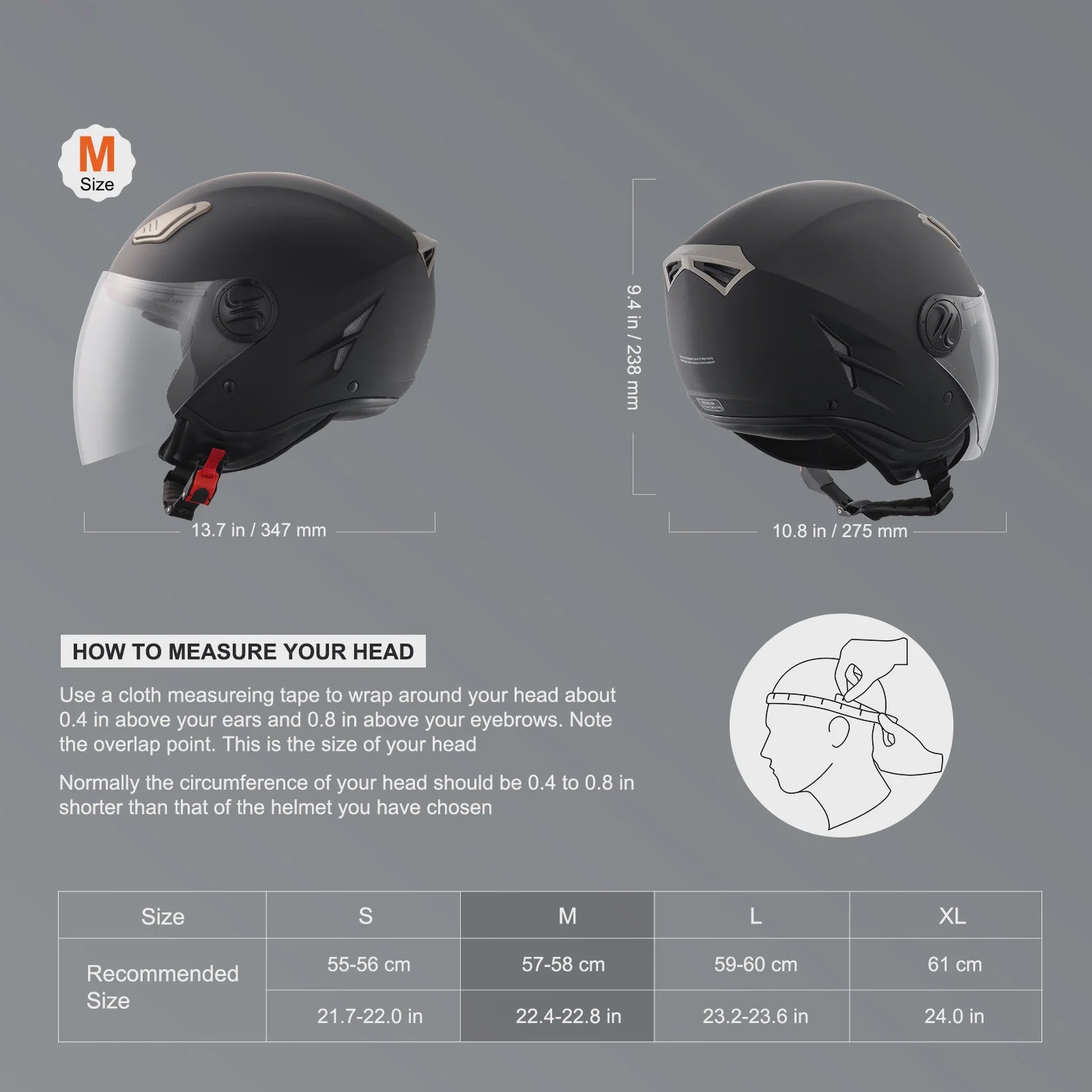SucceBuy 3/4 Motorhelm - ABS & Hoge Dichtheid met Verwisselbaar Vizier