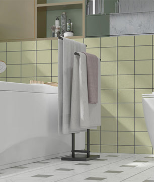 HOMCOM Handdoekhouder met 2 Niveaus - Zwart Metalen Staande Handdoekrek 50x18.5x85 cm