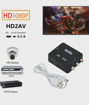 Mini HDMI naar RCA AV Converter met Upscaler - Full HD 1080P