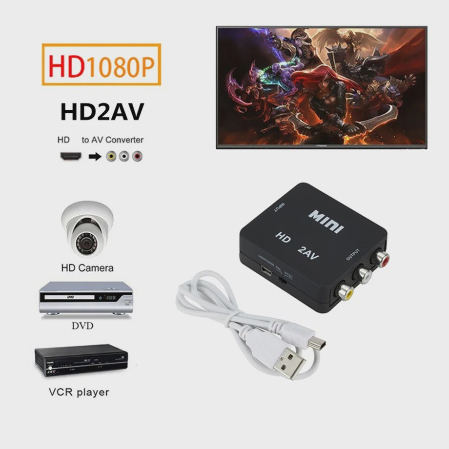 Mini HDMI naar RCA AV Converter met Upscaler - Full HD 1080P