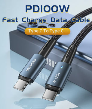 Essager PD 100W Type C naar C Kabel - Snel Opladen & Data voor Telefoon, Laptop, iPad