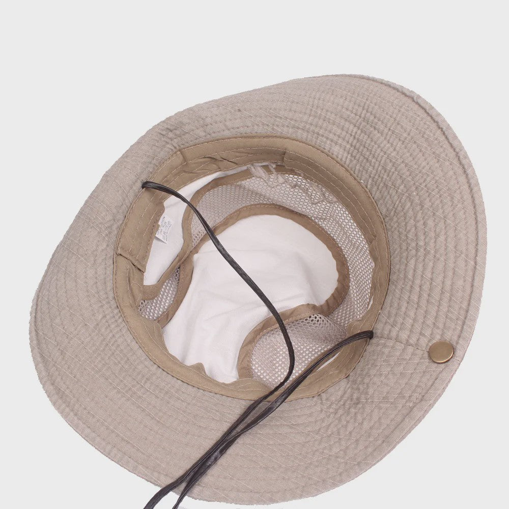 Ademende Outdoor Bucket Hat voor Heren - Zomerse Panama Cap met Mesh voor Vissen, Wandelen & Strand