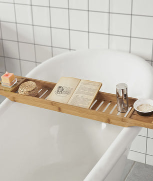 Luxe Bamboe Badplank 80cm - Extra Lang & Gelakt - Met Houders voor Wijn en Kaars
