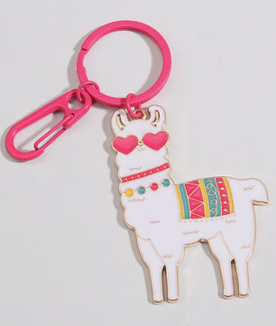 Schattige Alpaca Sleutelhanger met Hart & Bloem - Emaille Hanger voor Dames & Heren Handtas Accessoire