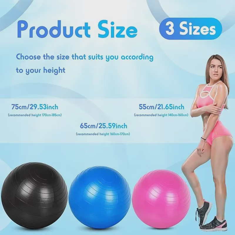 Fitness Bal / Yogabal - 55-75cm - Anti-Burst - Gym, Pilates, Balans Training