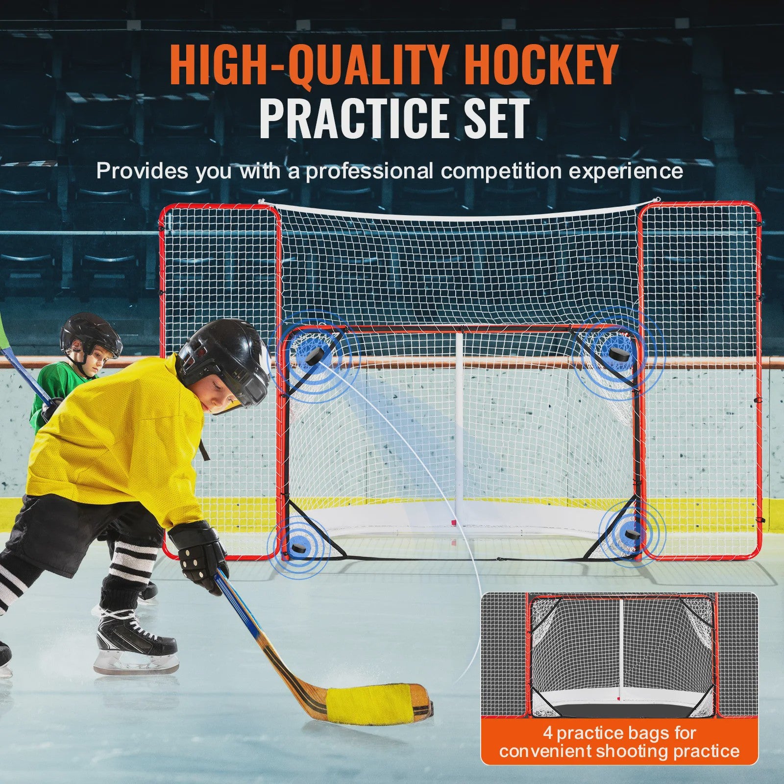 Professionele Hockey Goal 72" met Backstop Targets - Draagbaar Indoor/Outdoor Oefennet