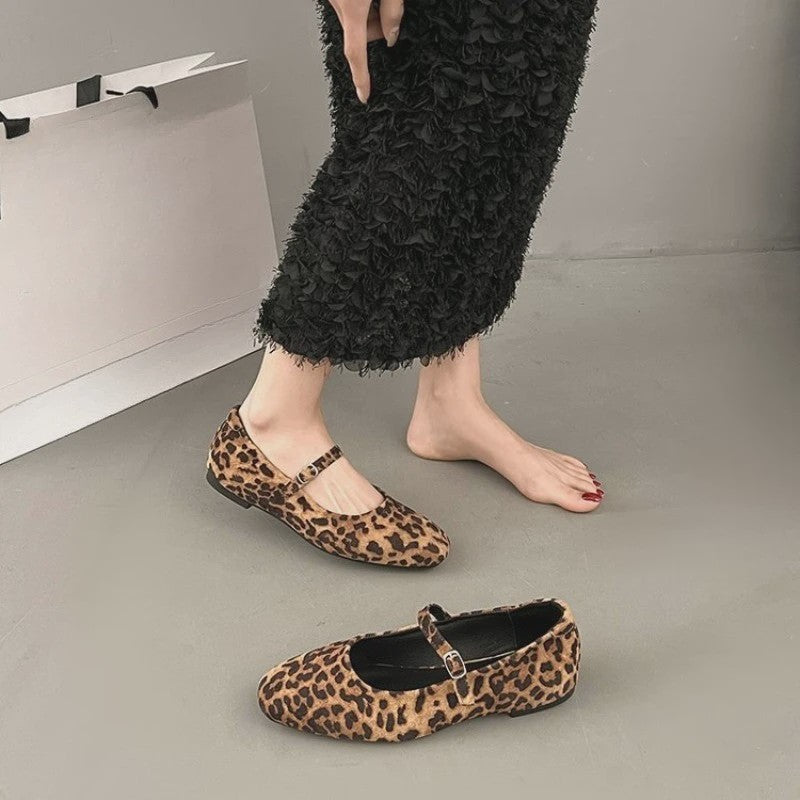 Dames Ballerina's met Panterprint - Comfortabele Loafers met Ronde Neus