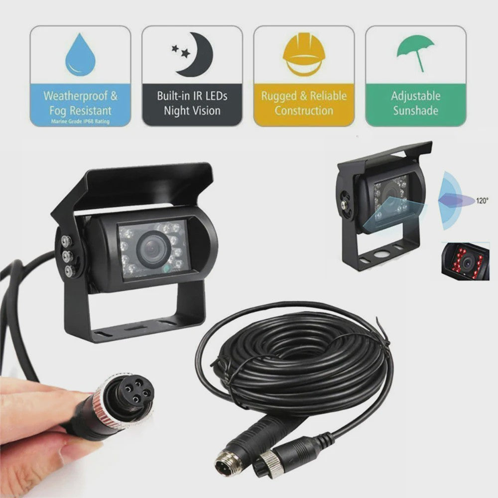 Waterdichte Achteruitrijcamera met Nachtzicht en 10M Kabel voor Vrachtwagen, Camper, Bus
