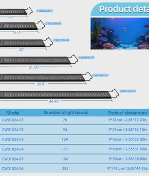 LED Aquarium Verlichting met Timer & Instelbare Helderheid - Full Spectrum, Verstelbaar