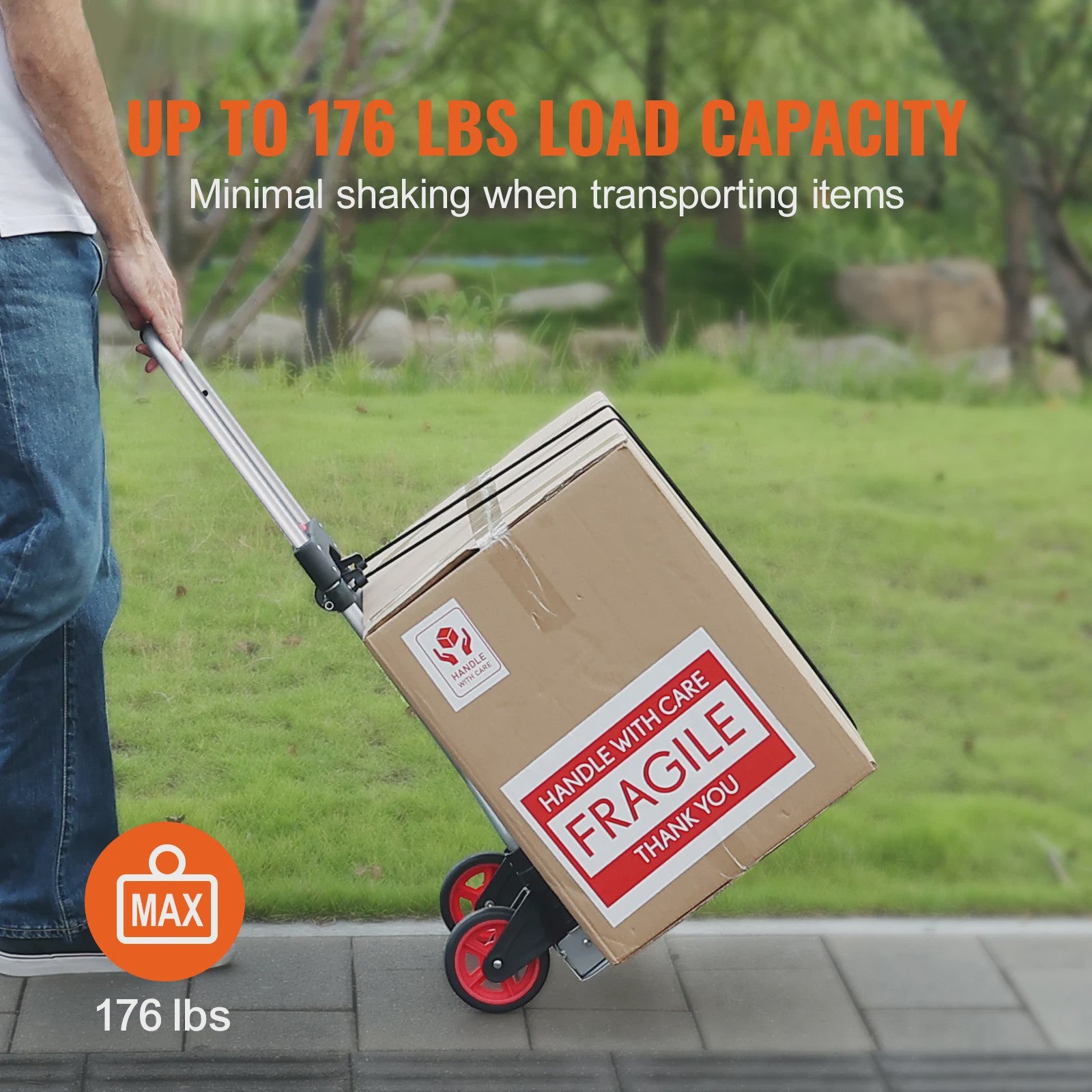 Opvouwbare Handkar met Telescoopsteel - 80kg Draagvermogen - Aluminium