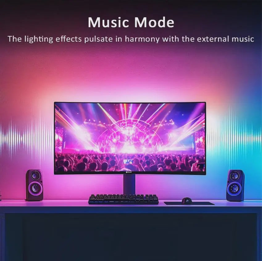 RGBIC LED Strip Verlichting voor Monitor (24-34 Inch) - APP & Muziek Sync