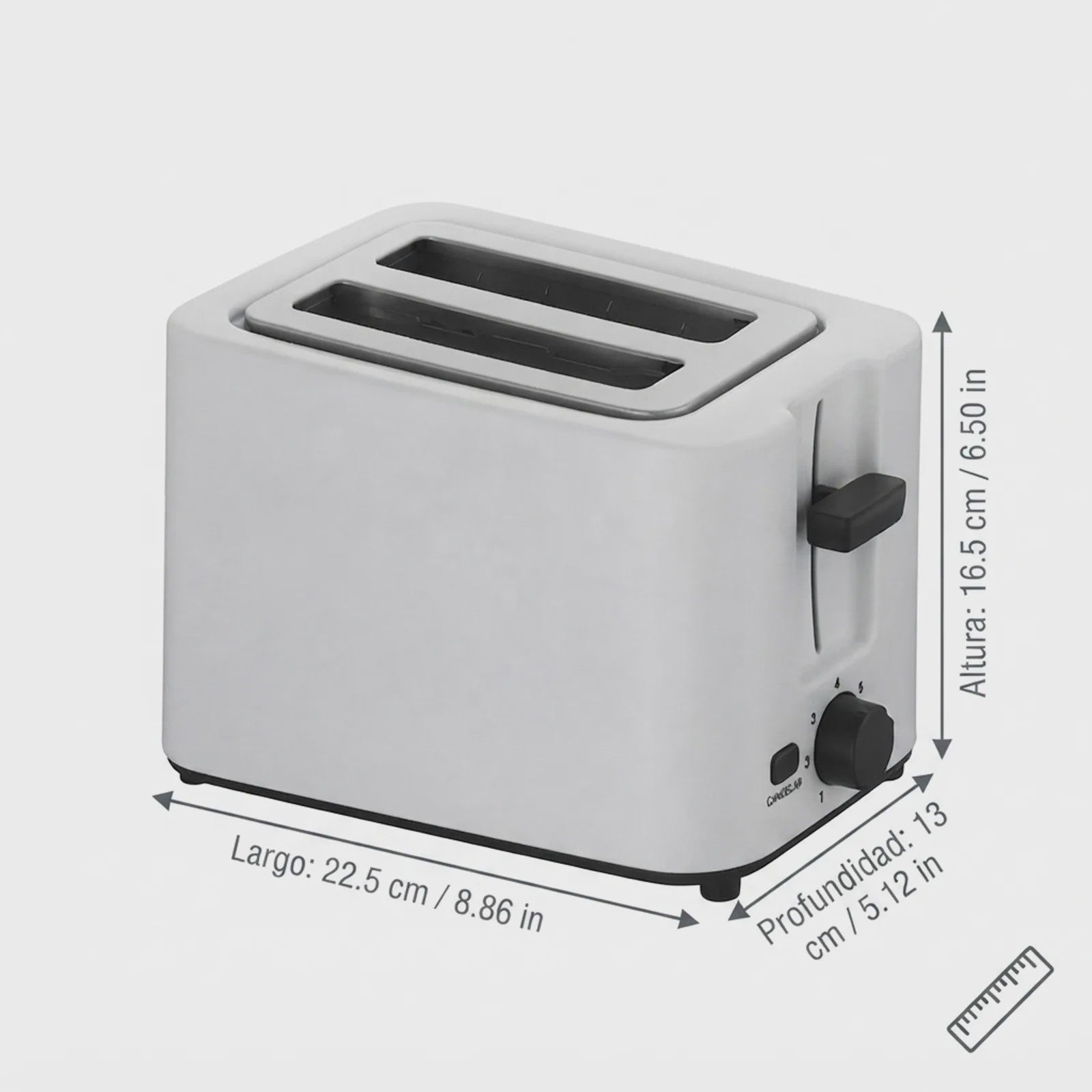 Wit 2-Slots Broodrooster 700W met Brede Sleuven en Kruimellade