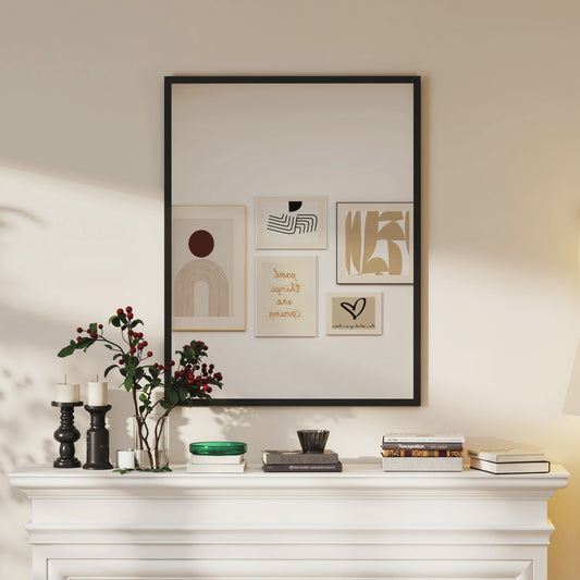 Rechthoekige Wandspiegel 70x90 cm met Zwart Frame – Stijlvol voor Woonkamer, Slaapkamer of Badkamer