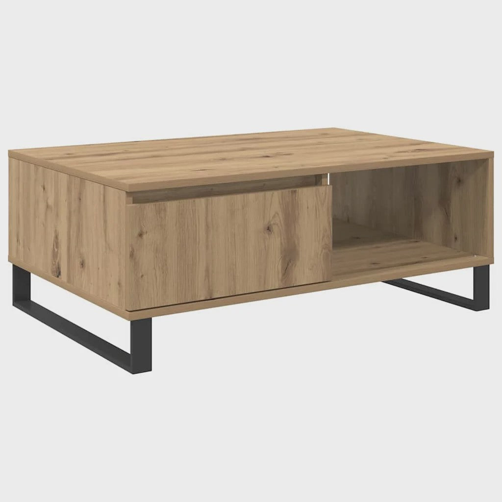 Handgemaakte Eiken Salontafel 90x60x35 cm - Modern Design met Opbergruimte