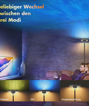 Moderne LED Vloerlamp met Watergolf Effect, RGB & CCT Sfeerverlichting en Leeslamp Functie