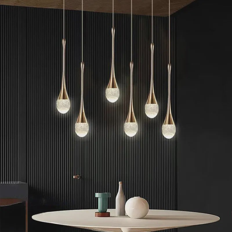 Moderne Druppel Kristal Hanglamp met Bubbel Effect - Sfeervolle Verlichting voor Keuken, Eettafel en Woonkamer