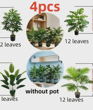 Set van 4 Grote Kunst Areca Palm Planten met 48 Bladeren - Tropische Decoratie
