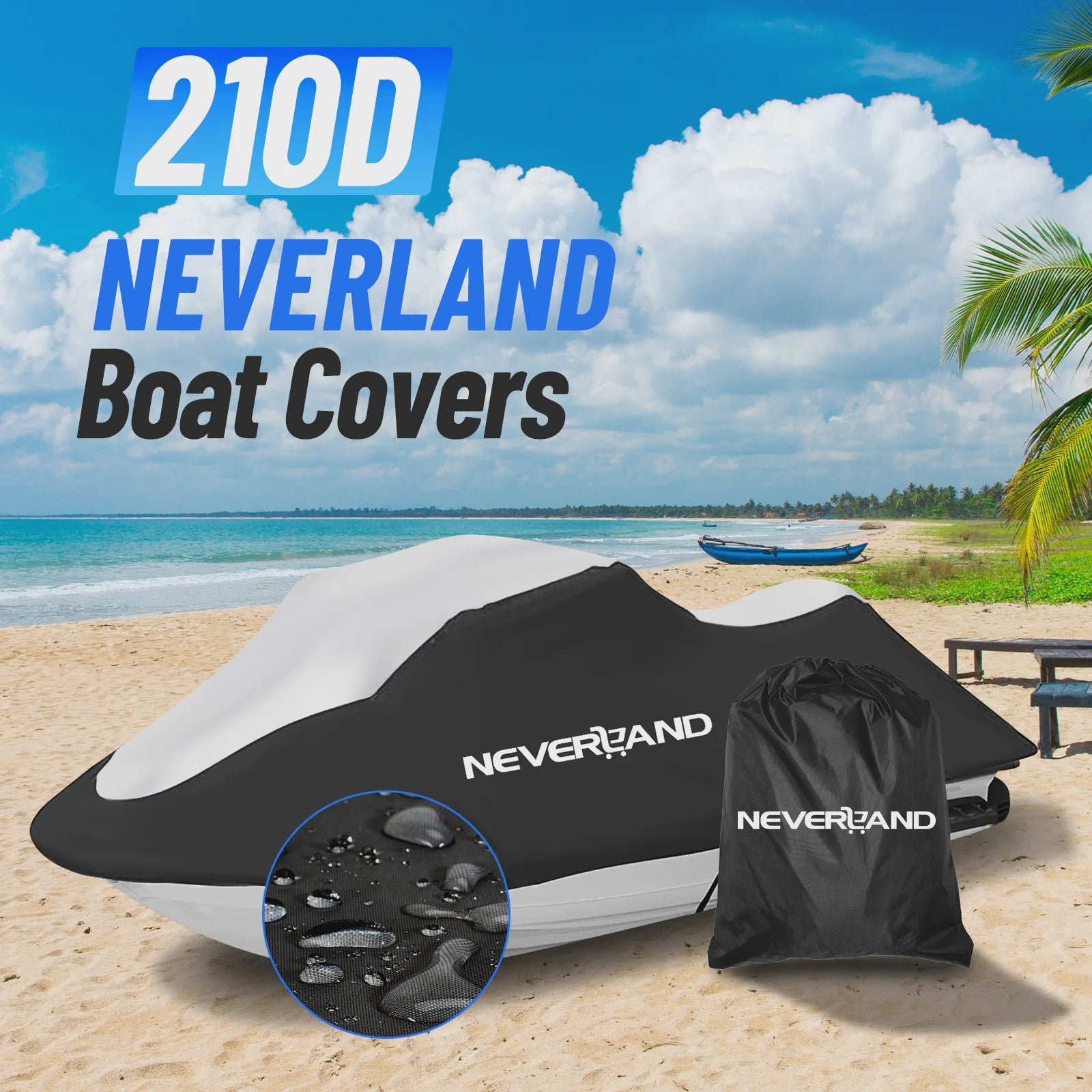 Waterdichte Bootkap 210D Heavy Duty voor V-romp boten (15-35ft) - UV, Zon, Regen, Stof, Trailerbaar
