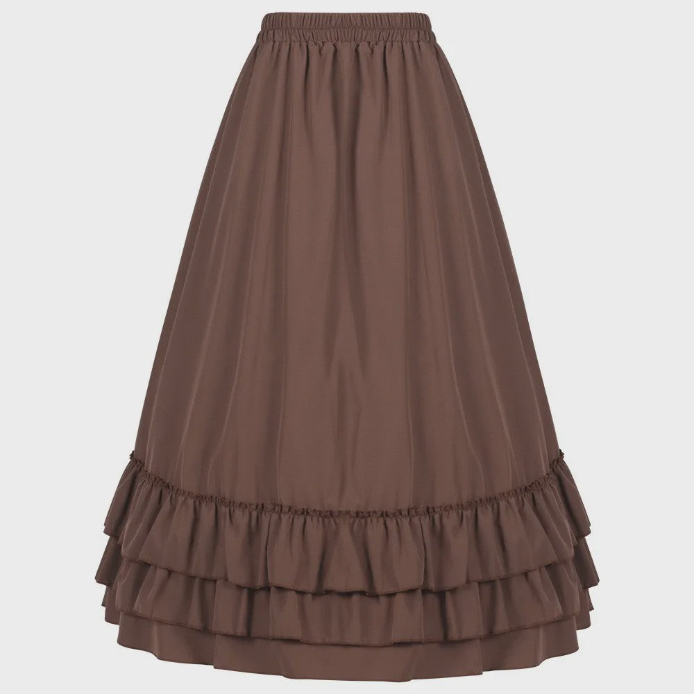 Victorian Victoriaanse Rok met Ruches - Hoge Taille, Gothic & Steampunk Stijl