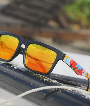 4-delige Set Vierkante Sportzonnebrillen met Designer Tempelpatroon - UV400 Bescherming