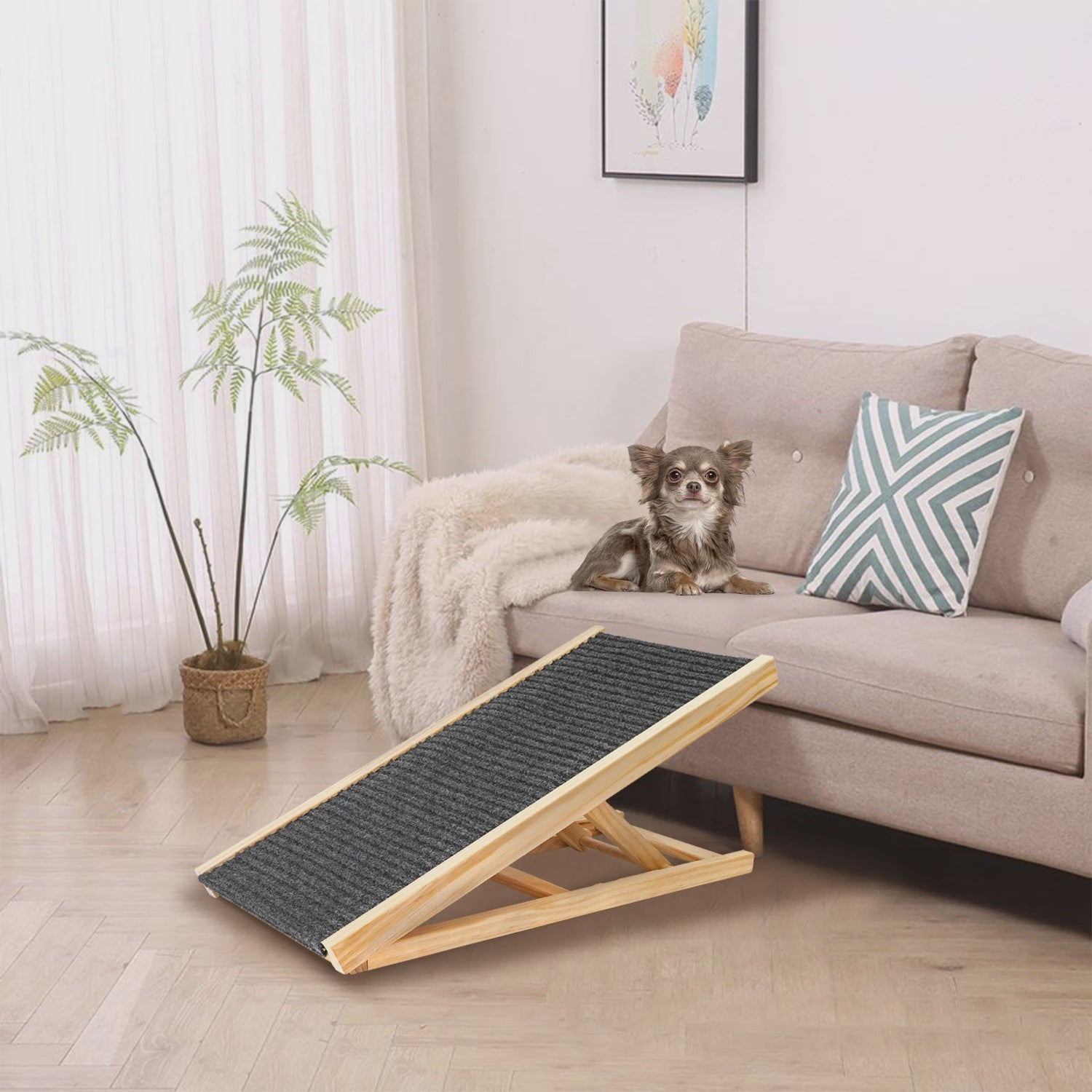 Verstelbare & Opvouwbare Hondentrap met Antislip Tapijt - Veilig Klimmen voor Senioren Honden & Katten