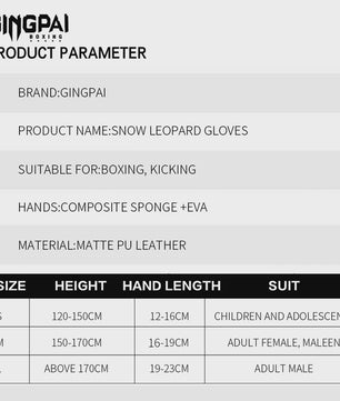 GINGPAI Professionele MMA Bokshandschoenen - Half Vinger Training voor Heren, Dames & Kinderen