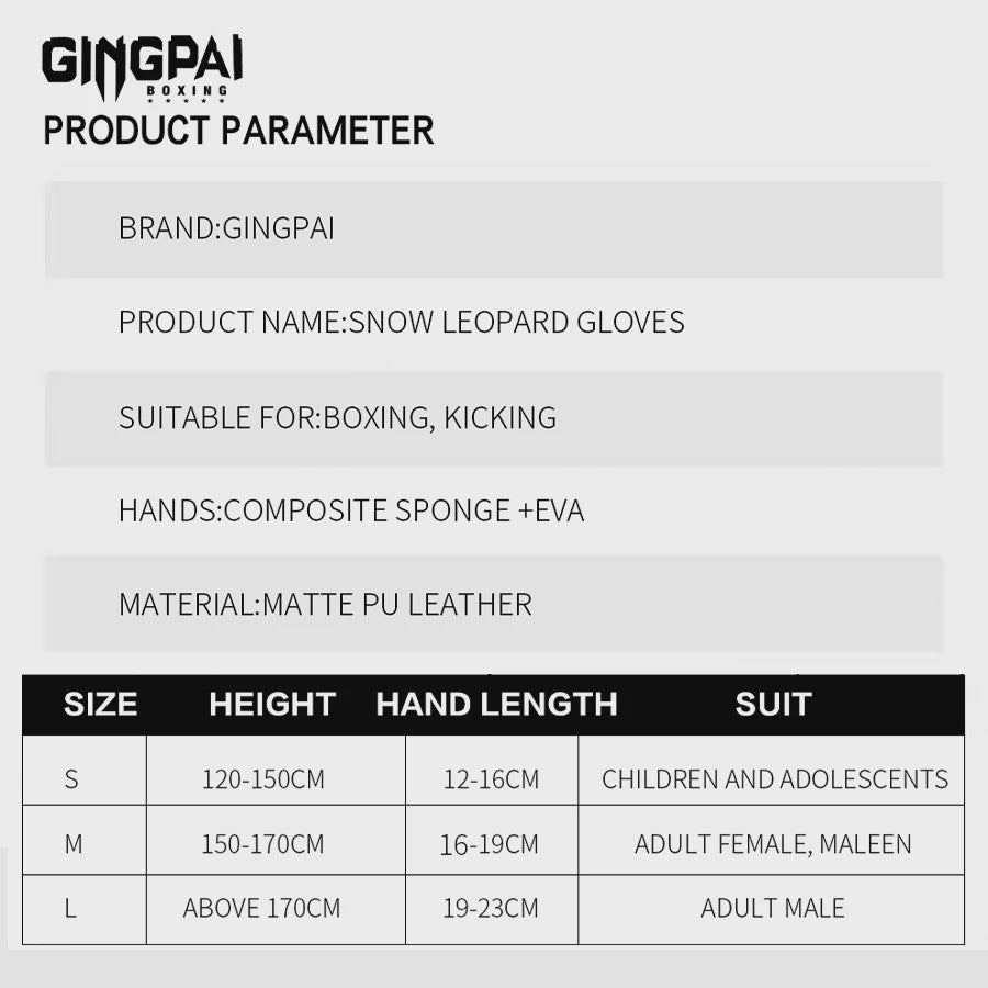 GINGPAI Professionele MMA Bokshandschoenen - Half Vinger Training voor Heren, Dames & Kinderen