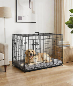 Dubbeldeurs Metalen Hondenkennel 24-48 inch - Inklapbaar met Uitneembare Tray