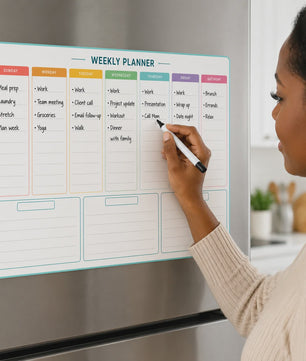 Weekplanner 30x40 cm Kleurgecodeerd met Marker - Ideaal voor Koelkast & Kantoor